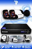 PICAM 2 Kameralı Panda 2 Dış Kamera Set 100 GB HDD Full HD Gece Görüşlü Güvenlik Kamerası Sistemi