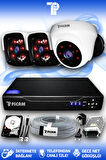PICAM 3 Kameralı Panda 1 İç Kamera Set 500 GB HDD Full HD Gece Görüşlü Güvenlik Kamerası Sistemi