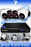 PICAM 4 Kameralı Panda 2 İç Kamera Set 500 GB HDD Full HD Gece Görüşlü Güvenlik Kamerası Sistemi