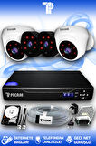 PICAM 4 Kameralı Uzay 2 İç Kamera Set 500 GB HDD Full HD Gece Görüşlü Güvenlik Kamerası Sistemi