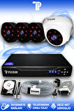 PICAM 4 Kameralı Uzay 1 İç Kamera Set 250 GB HDD Full HD Gece Görüşlü Güvenlik Kamerası Sistemi