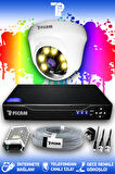 PICAM 1 Kameralı Dome 1 İç Kamera Set HDD'siz Full HD Renkli Gece Görüşlü Güvenlik Kamerası Sistemi