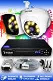 PICAM 2 Kameralı Kare 1 İç Kamera Set HDD'siz Full HD Renkli Gece Görüşlü Güvenlik Kamerası Sistemi