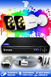 PICAM 2 Kameralı Kare 2 Dış Kamera Set HDD'siz Full HD Renkli Gece Görüşlü Güvenlik Kamerası Sistemi