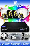 PICAM 4 Kameralı Kare 2 İç Kamera Set 2 TB HDD Full HD Renkli Gece Görüşlü Güvenlik Kamerası Sistemi