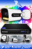 PICAM 1 Kameralı Zebra 1 Dış Kamera Set 500 GB HDD Full HD Renkli Gece Görüşlü Güvenlik Kamerası Sistemi