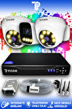 PICAM 3 Kameralı Zebra 2 İç Kamera Set HDD'siz Full HD Renkli Gece Görüşlü Güvenlik Kamerası Sistemi