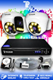 PICAM 3 Kameralı Zebra 2 İç Kamera Set 320 GB HDD Full HD Renkli Gece Görüşlü Güvenlik Kamerası Sistemi