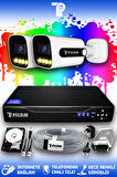 PICAM 2 Kameralı Zebra 2 Dış Kamera Set 250 GB HDD Full HD Renkli Gece Görüşlü Güvenlik Kamerası Sistemi