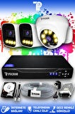 PICAM 3 Kameralı Zebra 1 İç Kamera Set 100 GB HDD Full HD Renkli Gece Görüşlü Güvenlik Kamerası Sistemi