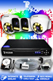 PICAM 4 Kameralı Zebra 2 İç Kamera Set 500 GB HDD Full HD Renkli Gece Görüşlü Güvenlik Kamerası Sistemi