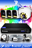 PICAM 4 Kameralı Zebra 1 İç Kamera Set 320 GB HDD Full HD Renkli Gece Görüşlü Güvenlik Kamerası Sistemi