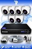 PICAM 6 Kameralı Dome 6 İç Kamera Set HDD'siz Full HD Gece Görüşlü Güvenlik Kamerası Sistemi
