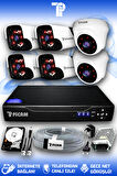 PICAM 6 Kameralı Panda 2 İç Kamera Set 100 GB HDD Full HD Gece Görüşlü Güvenlik Kamerası Sistemi