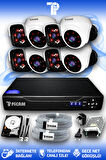PICAM 8 Kameralı Panda 4 İç Kamera Set 320 GB HDD Full HD Gece Görüşlü Güvenlik Kamerası Sistemi