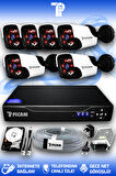 PICAM 6 Kameralı Panda 6 Dış Kamera Set 100 GB HDD Full HD Gece Görüşlü Güvenlik Kamerası Sistemi