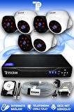 PICAM 6 Kameralı Uzay 3 İç Kamera Set 2 TB HDD Full HD Gece Görüşlü Güvenlik Kamerası Sistemi