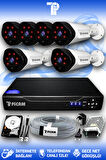 PICAM 6 Kameralı Uzay 6 Dış Kamera Set 500 GB HDD Full HD Gece Görüşlü Güvenlik Kamerası Sistemi