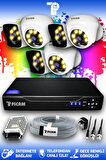 PICAM 6 Kameralı Kare 3 İç Kamera Set HDD'siz Full HD Renkli Gece Görüşlü Güvenlik Kamerası Sistemi