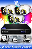 PICAM 6 Kameralı Kare 3 İç Kamera Set 100 GB HDD Full HD Renkli Gece Görüşlü Güvenlik Kamerası Sistemi