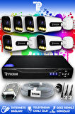 PICAM 6 Kameralı Zebra 6 Dış Kamera Set HDD'siz Full HD Renkli Gece Görüşlü Güvenlik Kamerası Sistemi