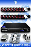 PICAM 16 Kameralı Panda 16 Dış Kamera Set HDD'siz Full HD Gece Görüşlü Güvenlik Kamerası Sistemi