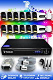 PICAM 12 Kameralı Zebra 12 Dış Kamera Set HDD'siz Full HD Renkli Gece Görüşlü Güvenlik Kamerası Sistemi