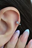 Silver Renk Halka Mini Kalpli Tragus Piercing Helix Kıkırdak Lob