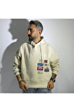 Patchli Oversize Erkek Hoodie