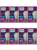 Philips 8W (60W) 6500K (Beyaz Işık) E27 Duylu Klasik Led Ampul (8 Adet)