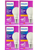 Philips 8W (60W) 2700K (Sarı Işık) E27 Duylu Klasik Led Ampul (4 Adet)