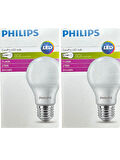 (2 Adet) Philips 8,5W (60W) 2700K (Sarı Işık) Dim Edilebilir E27 Duylu (Kalın Duy) Led Ampul