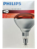 (10 Adet) Philips 250W Kızılötesi (infrared) Isıtıcılı Hayvan Isıtma ve Fizik Tedavi Lambası (Kırmızı Işık) E27 (Kalın Duy)