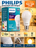 (5 Adet) 13W Sarı Işık (2700K) E27 Duylu (Kalın Duy) Led Ampul