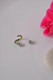 Kıvrımlı Çelik Spiral Piercing 6 mm Tragus Helix Kıkırdak Ucu Taşlı Hologram Renkli