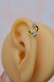 Kıvrımlı Çelik Spiral Piercing 6 mm Tragus Helix Kıkırdak Ucu Taşlı Hologram Renkli