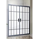 Durul Duşakabin Ön Cephe 5mm Siyah Çizgi Komple Buzlu Yükseklik 190cm