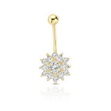 Altın Oval Tek Taşlı Piercing