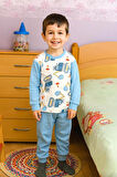 ERKEK ÇOCUK KARAKTER BASKILI %100 PAMUKLU RENKLİ PİJAMA TAKIMI