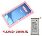Tkgz Samsung Galaxy S10 PLUS Arka Pil Batarya Kapağı + PİL (CAM) MAVİ