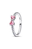 Poseidons Jewellery Işıltılı Pembe Fiyonk Yüzük