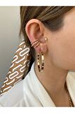 3 Sıra Zirkon Taşlı Kıkırdak Küpe Earcuff