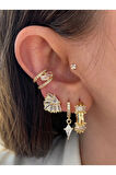 Damla Zirkon Taşlı Minimal Kadın Earcuff Kıkırdak Küpe