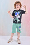 PJKSKT Sonic Desenli Yeşil Şortlu Erkek Çocuk Kısa Kol Takım 7613-Y