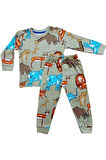 1+1ELMP Hayvanlar Alemi Desen %100 Pamuk Erkek Çocuk Pijama Takımı 1-5 Yaş 3003