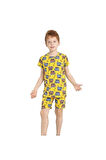 ELMKP Sarı Safari Desen Erkek Çocuk Şortlu Pijama Takımı 3-10 Yaş 3101-1