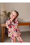 İSOB Somon Minnie Mause Desenli Fitilli Kumaş %100 Pamuk Kız Çocuk Pijama Takımı 3-8 Yaş 31219-S