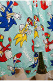 İSOB Mavi Sonic Desenli %100 Pamuk Erkek Çocuk Pijama Takımı 3-13 Yaş 32229-36213-M