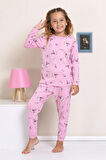 ELMP Lila Tavşan Desenli %100 Pamuk Kız Çocuk Pijama Takımı 1-13 Yaş 4052