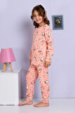 ELMP Somon Baykuş Desenli %100 Pamuk Kız Çocuk Pijama Takımı 1-13 Yaş 4062
